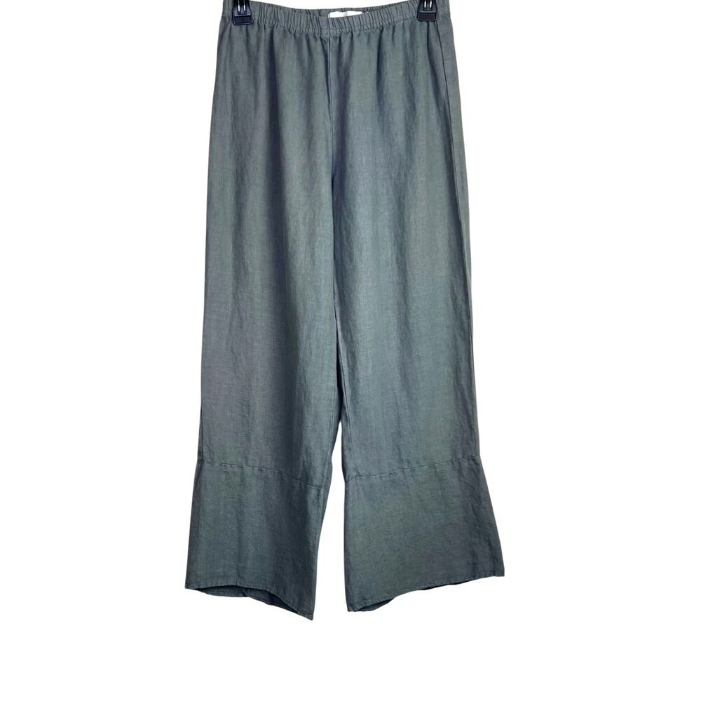 Cut Loose 100% Linen Wide Leg Elastic Waist Pant in Sage Women's Size Small